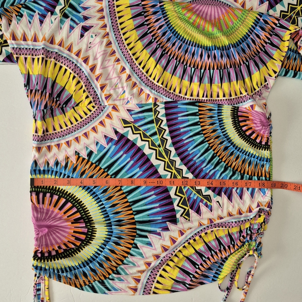 Lascana Venus Convertible Mini Dress XL Cover Up Drawstring Ruching Boho Tribal - Picture 14 of 15